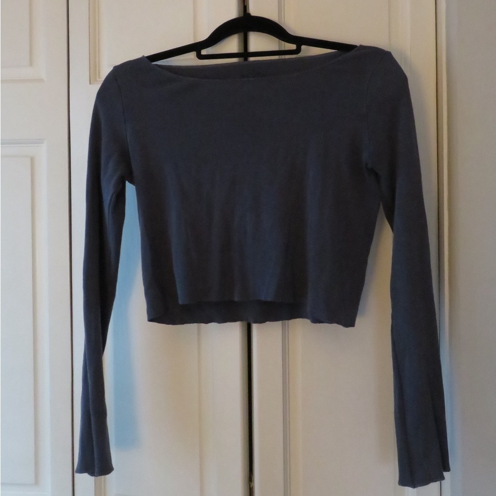 Brandy Melville Blu Boat Neck Long Sleeve